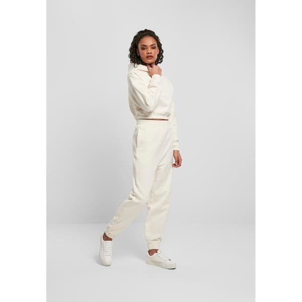 Huvtröja - Urban Classics - Kort oversized - Borstad fleece - Vit - Dam
