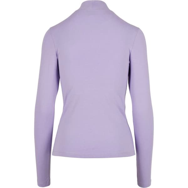 T-shirt med rullad krage - Urban Classics - Damstora storlekar - Långa ärmar - Stretchjersey - Lavendelfärgad