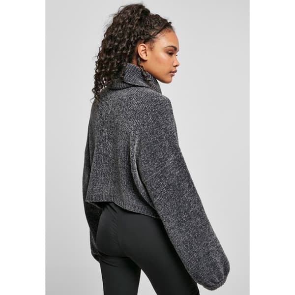 Sweatshirt - Urban Classics - Polokrage - Glänsande Chenille - Långärmad - Större Storlek
