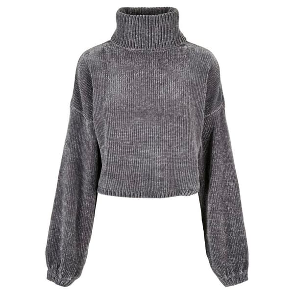 Sweatshirt - Urban Classics - Polokrage - Glänsande Chenille - Långärmad - Större Storlek