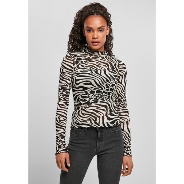 Halsad tröja - Urban Classics - Dam - Stora storlekar - All-over tryck - Transparent mesh