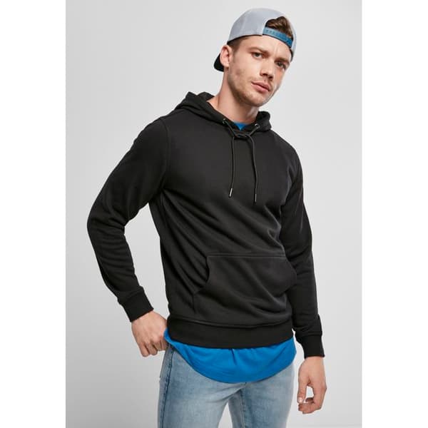Sweatshirt - Urban Classics - Basic Terry - Svart - Långa ärmar - Fodrad huva