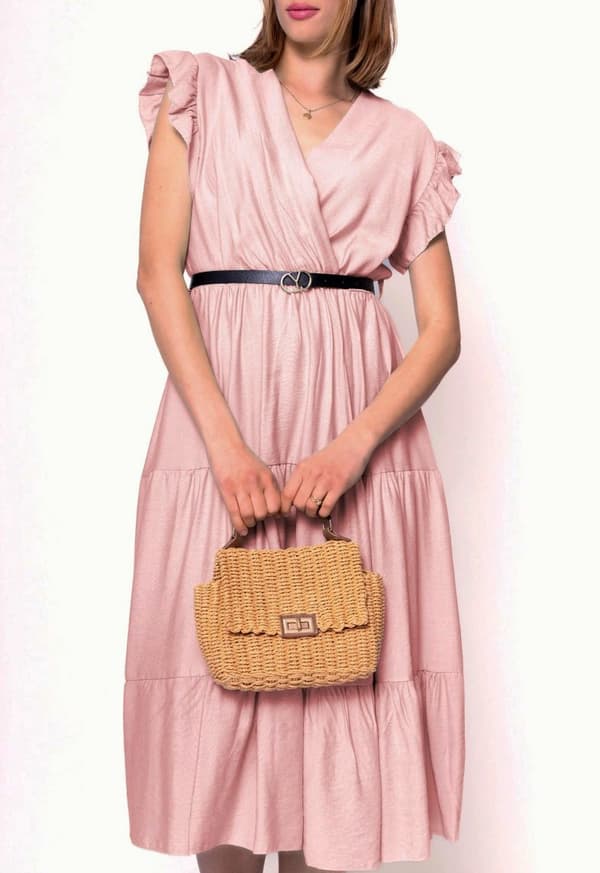 Wrap dress with sash in several colors - one-size 38-42