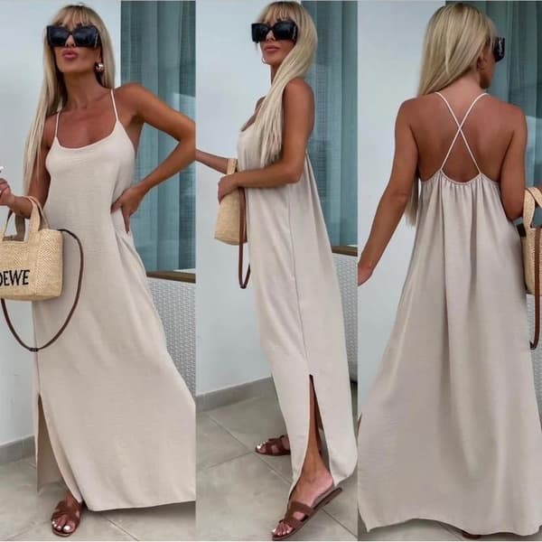 Dress with open back, many lovely colors - one-size 36-42