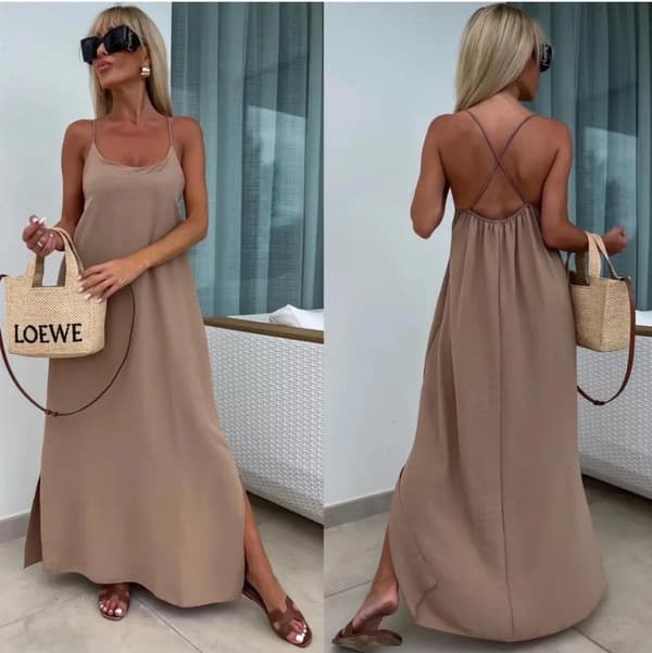 Dress with open back, many lovely colors - one-size 36-42