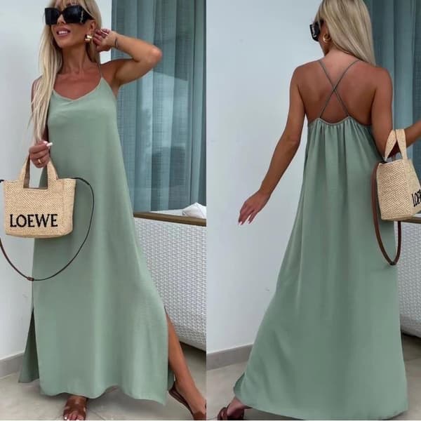 Dress with open back, many lovely colors - one-size 36-42