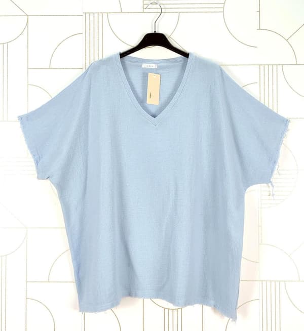 Oversized t-shirt med fransiga kanter - flera färger - one size 44-52