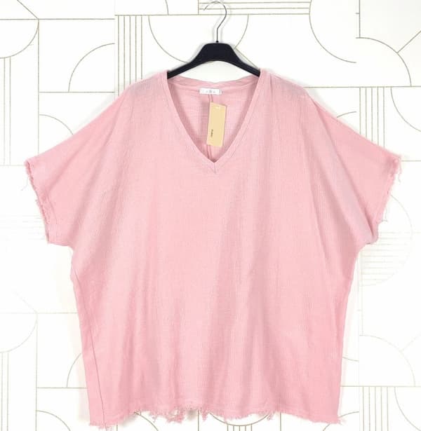 Oversized t-shirt med fransiga kanter - flera färger - one size 44-52
