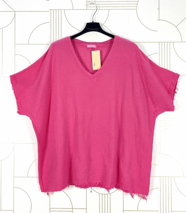 Oversized t-shirt med fransiga kanter - flera färger - one size 44-52