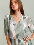 Pikkukuva 2 / 7: Pleated dress with flower motif - several colors - one size 38-44