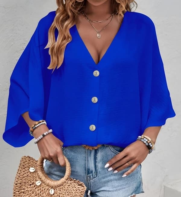 V-neck oversize blouse in many lovely colors - one-size 38-44