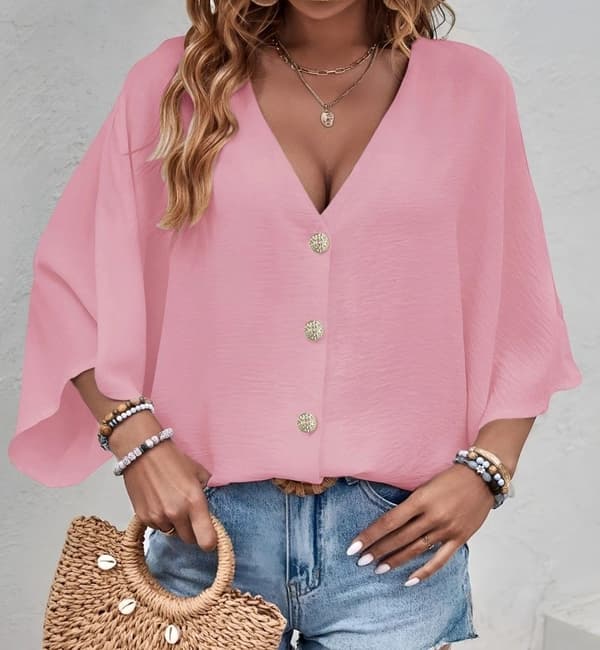 V-neck oversize blouse in many lovely colors - one-size 38-44