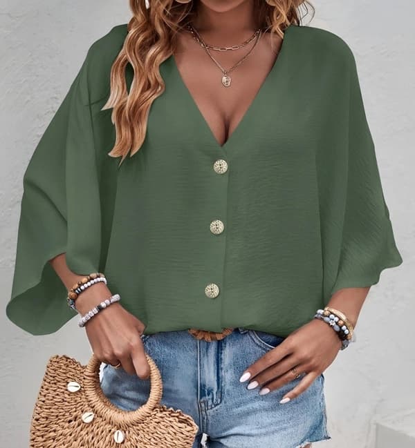V-neck oversize blouse in many lovely colors - one-size 38-44