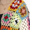 Miniatyrbild 4 av 4: Handgjord lång snygg virkad flerfärgad boho kofta - one-size 38-40