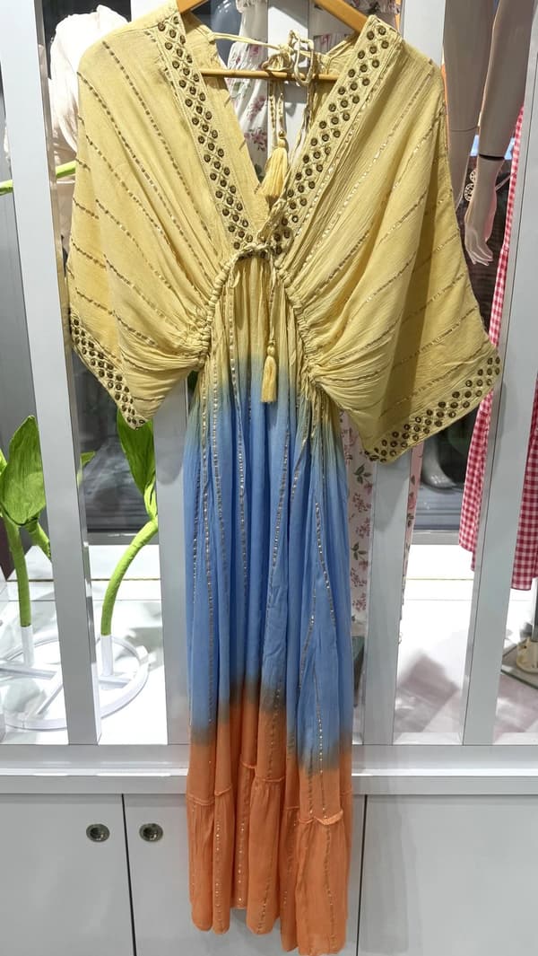 Colorful dress with gilded border - several colors - one size 36-42