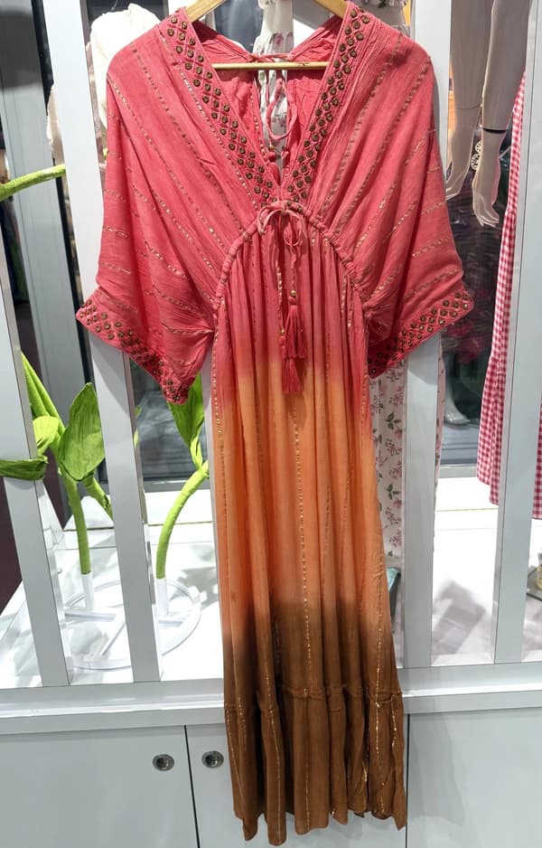 Colorful dress with gilded border - several colors - one size 36-42