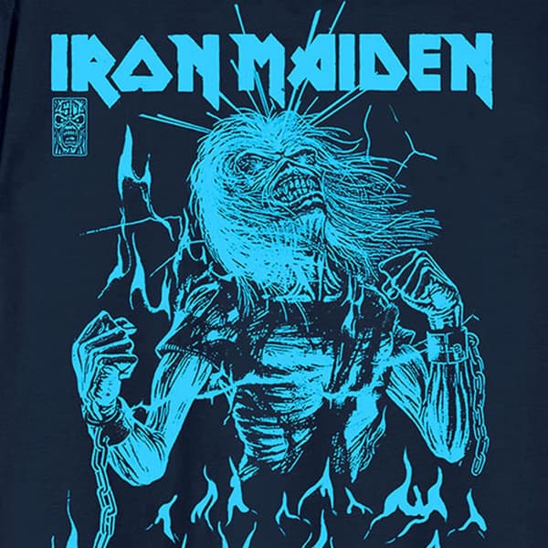 Iron Maiden 50 Life After Death Flames Blue T Shirt