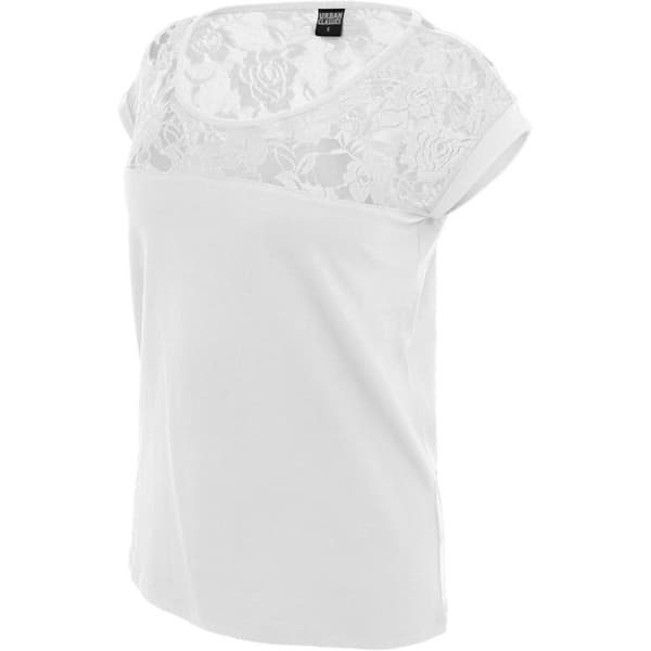 T-shirt dam - Urban Classics - Spets topp - Svart - 100% Bomull - Korta ärmar