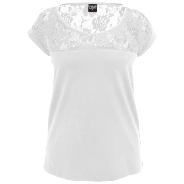 T-shirt dam - Urban Classics - Spets topp - Svart - 100% Bomull - Korta ärmar