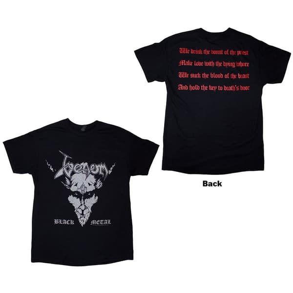 Venom Unisex T-Shirt: Black Metal (Black) (Back Print) (Medium)