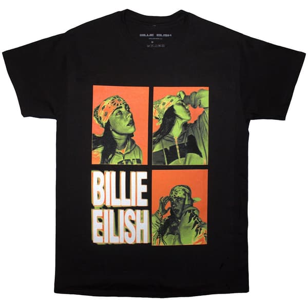 Billie Eilish Unisex T-Shirt: 3 Photo Logo (Black) (XX-Large)
