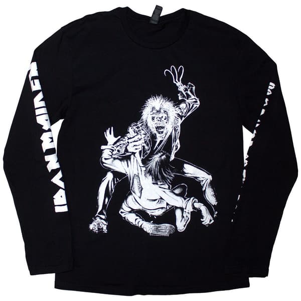 Iron Maiden Unisex Long Sleeve T-Shirt: No Prayer Claw Isolated (Black) (Sleeve Print) (Small)