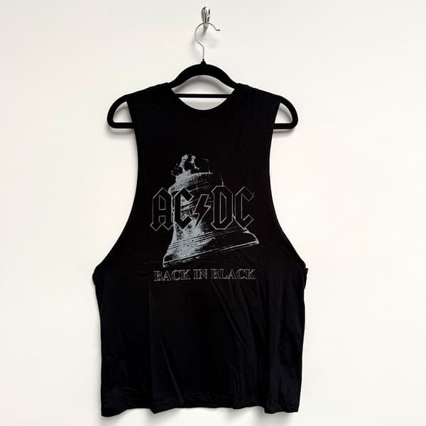 AC/DC Unisex Vest T-Shirt: Back In Black Bell (Black) (XX-Large)