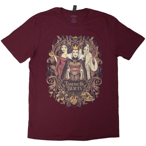 Disney Unisex T-Shirt: Essence Of Beauty (Maroon Red) (Medium)