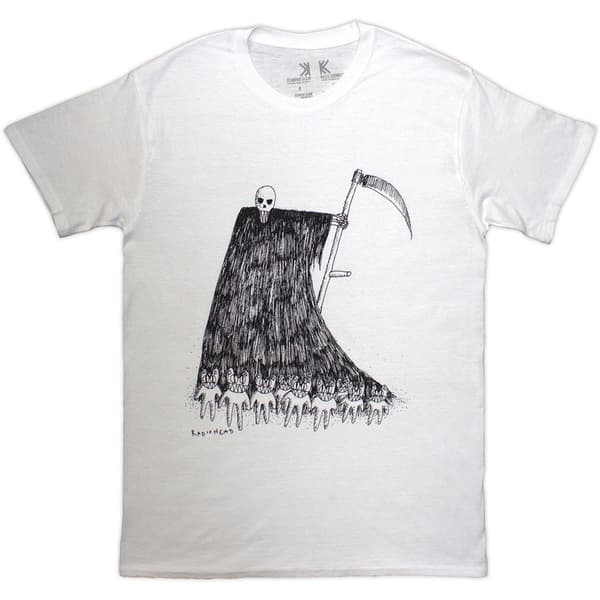 Radiohead Unisex Organic T-Shirt: Grim Reaper (White) (Large)