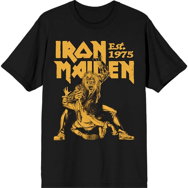 Iron Maiden Unisex T-Shirt: Est. 1975 Claw Yellow Graphic (Black) (Medium)