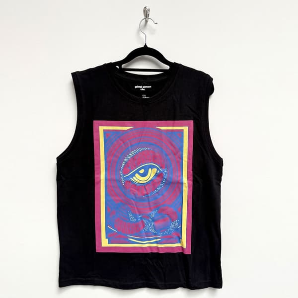 Primal Scream Unisex Tank T-Shirt: Psychedelic Eye (Black) (Large)