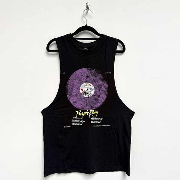 Prince Unisex Vest T-Shirt: Purple Rain Disc (Black) (Small)
