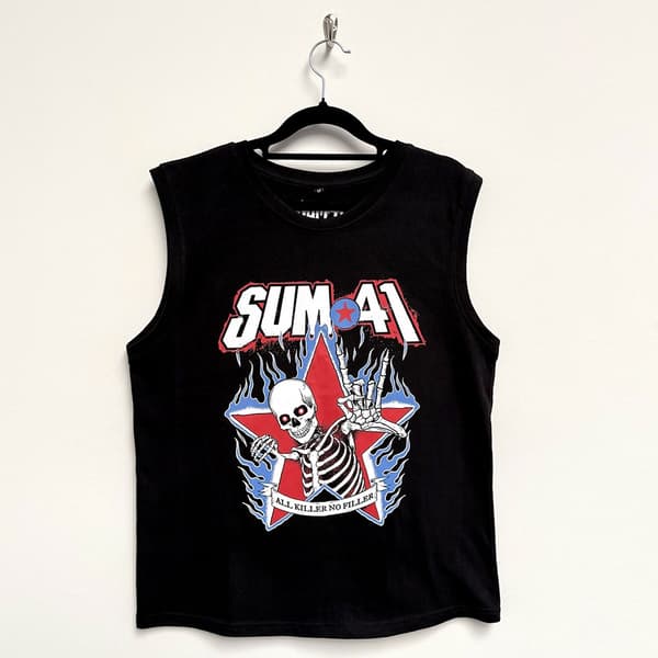 Sum 41 Unisex Tank T-Shirt: All Killer No Filler Skeleton (Black) (Small)