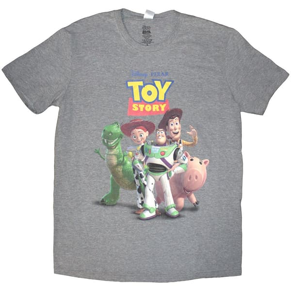 Disney Unisex T-Shirt: Toy Story Characters Distressed (Grey) (Large)