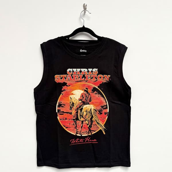Chris Stapleton Unisex Tank T-Shirt: White Horse (Black) (Medium)