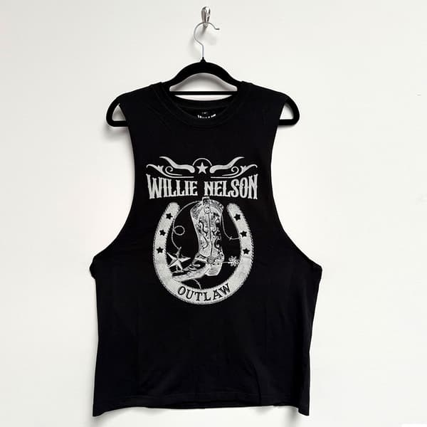 Willie Nelson Unisex Vest T-Shirt: Outlaw (Black) (Large)
