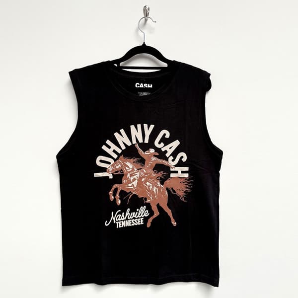Johnny Cash Unisex Tank T-Shirt: Nashville Concert (Black) (Large)