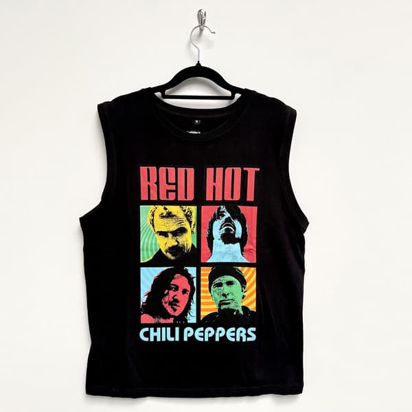 Red Hot Chili Peppers Unisex Tank T-Shirt: Portrait Photos (Black) (Medium)