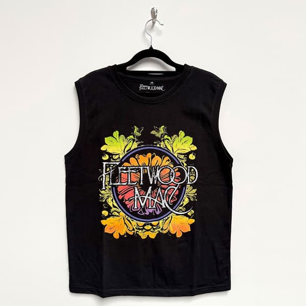 Fleetwood Mac Unisex Tank T-Shirt: Circle Floral Logo (Black) (Medium)