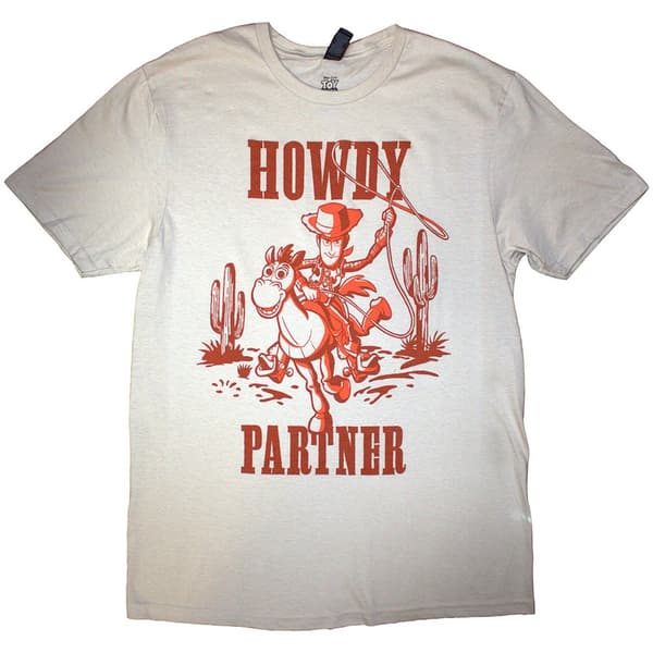 Disney Unisex T-Shirt: Toy Story Howdy Partner (Natural) (Small)