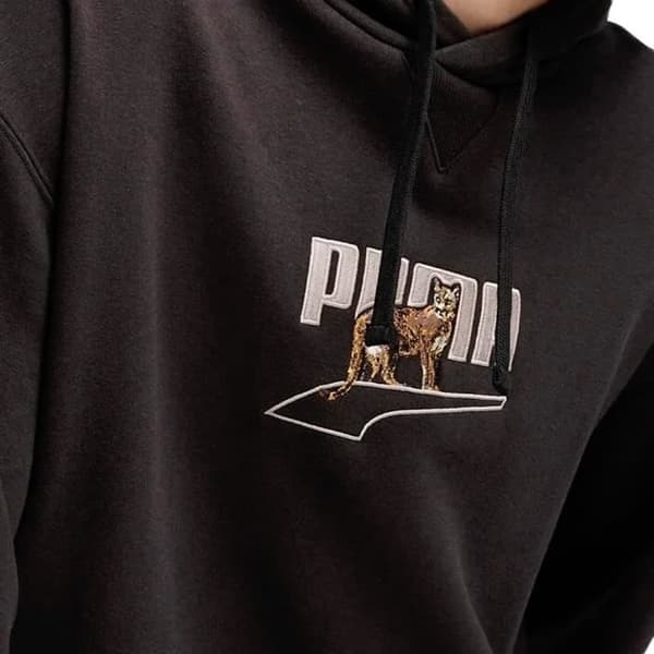 Huvtröja - PUMA - Downtown - Svart - Långa Ärm - Broderad Logotyp