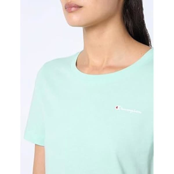 T-shirt dam - CHAMPION - Legacy Icons - Logo S/S - Bomull - Pastellblå