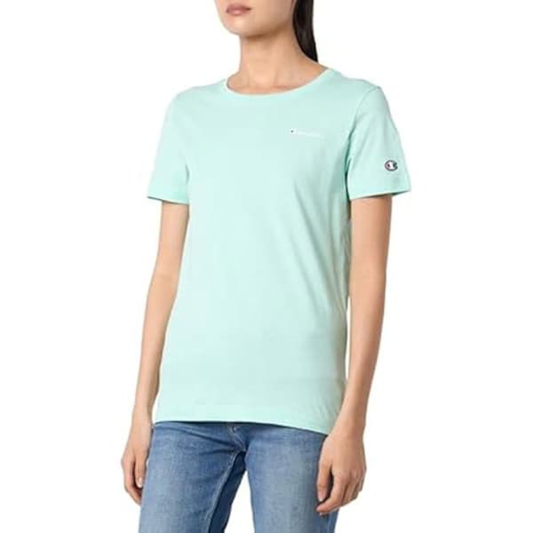 T-shirt dam - CHAMPION - Legacy Icons - Logo S/S - Bomull - Pastellblå