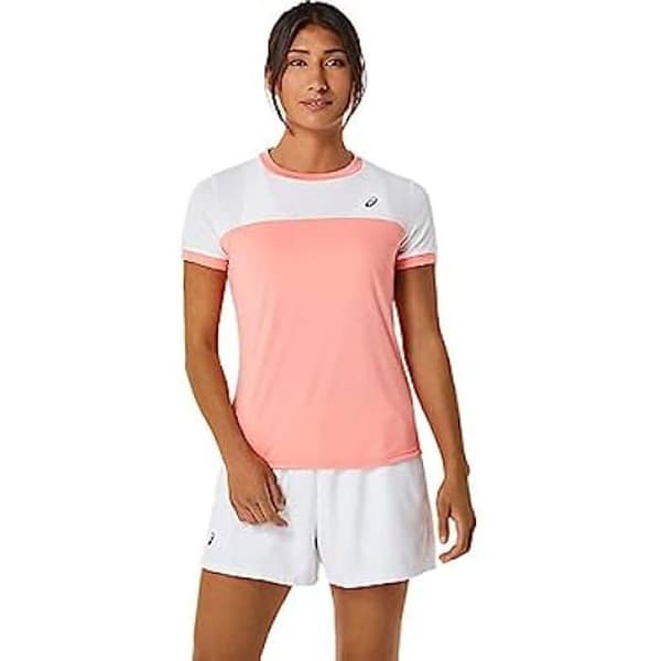 T-Shirt Dam - ASICS - Court SS Top - Lätt tyg - Korta ärmar - Färg korall