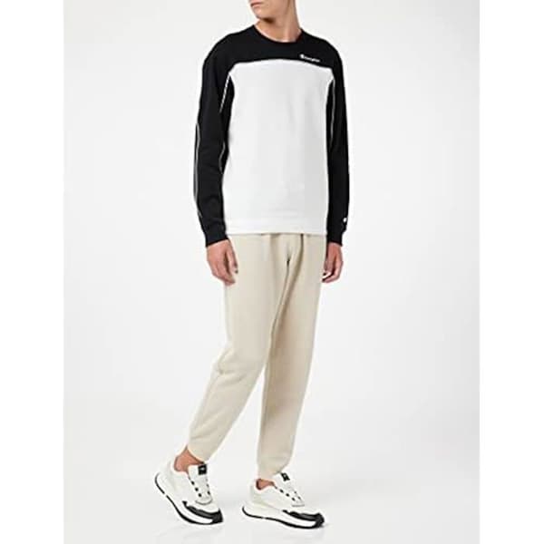 Huvtröja - CHAMPION - Piping Block Crewneck - Svart/Vit - Långa ärmar - Huvkrage