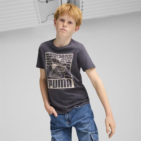 T-shirt - Puma - Ess+ Mid 90s Graphic Tee - Grå - 100% bomull - Korta ärmar