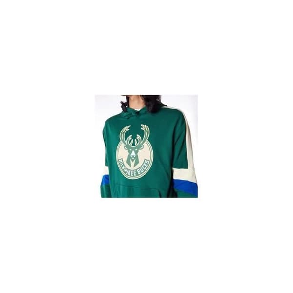 Huvtröja - NEW ERA - Milwaukee Bucks - Grön - Långa ärmar - Huva