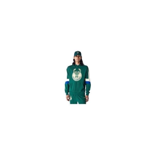 Huvtröja - NEW ERA - Milwaukee Bucks - Grön - Långa ärmar - Huva