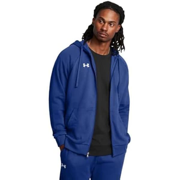 Huvtröja - UNDER ARMOUR - UA Rival Fleece - Grå - Tech Blue - Herr