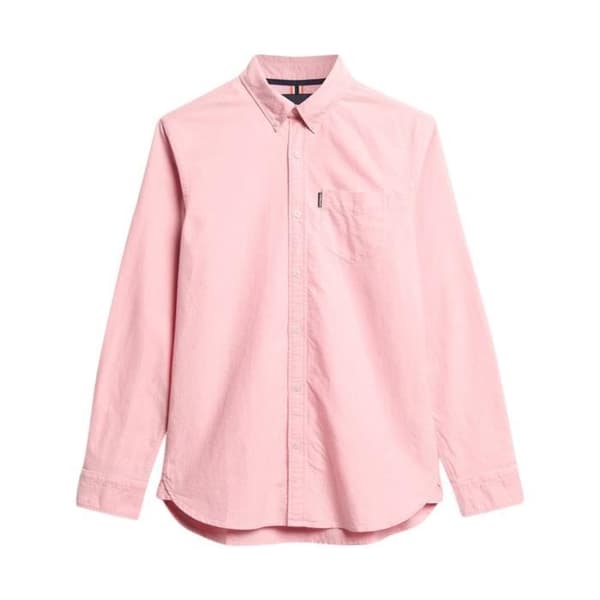 Chemise med Lång Ärmar Superdry Essentials Oxford - Rosa